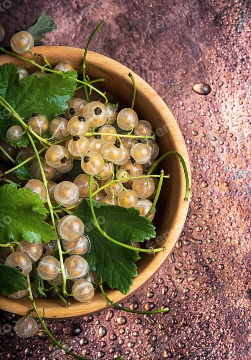 Preview: White Currants In Bowl On Copper Background