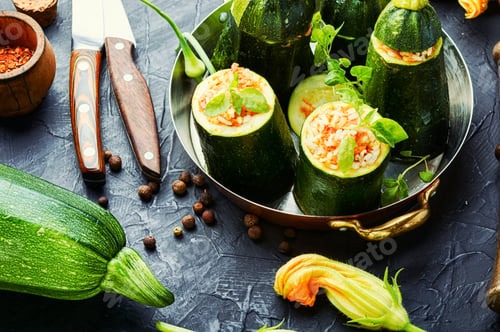 Preview: Baked Zucchini Stuffed With Carrot And Rice