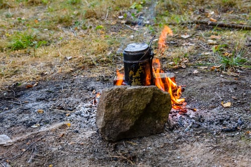 Preview: Cooking Food In A Kettle On Bonfire In Forest