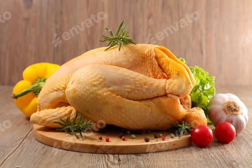 Preview: Raw Whole Chicken And Ingredients
