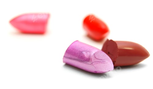 Preview: Multi-Coloured Lipstick. On A White Background.