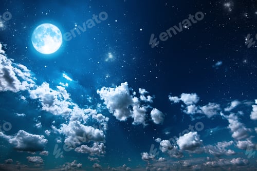 Preview: Backgrounds Night Sky With Stars And Moon And Clouds.