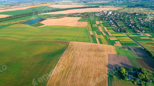 Preview: The Green Field Is At Sunset Shot With The Drone