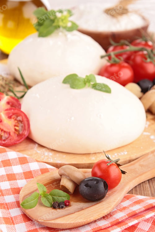 Preview: Raw Pizza Dough And Ingredient