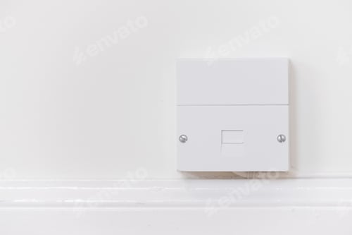 Preview: Telephone Socket White On Wall Close Up
