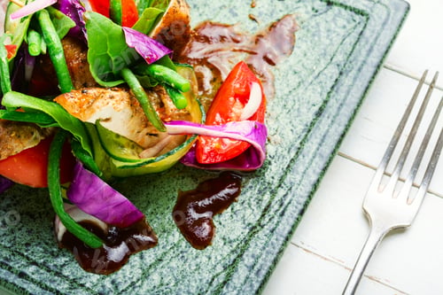 Preview: Salad With Vegetables And Grilled Meat.Healthy Eating