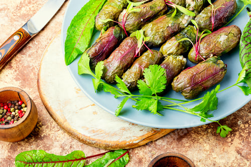 Preview: Dolma,Tolma And Sarma,Stuffed Sorrel Leaves With Rice And Meat.Arabic Cuisine