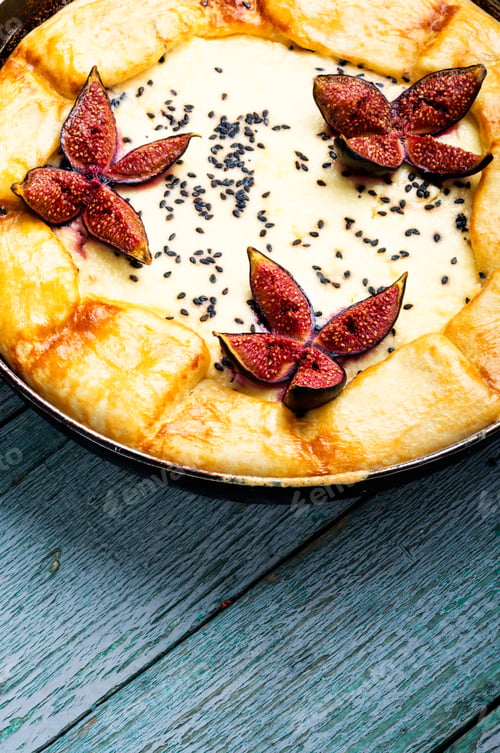 Preview: Autumn Cake, Italian Focaccia With Cottage Cheese And Figs