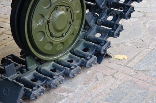 Preview: Detail Of Old Soviet Tank Tracks And Wheels