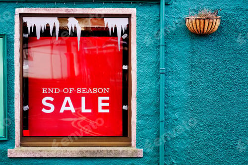 Preview: Closing Down Sale Sign With Further Reductions And Discount In Shop Store Mall Window