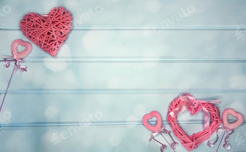 Preview: Hearts Decor Love Valentine'S Day Present On Shiny Background