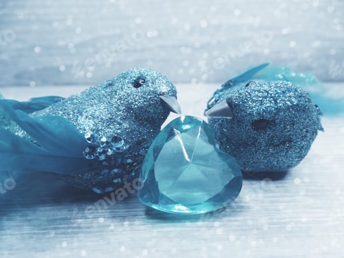 Preview: Two Birds Decor Love Valentine'S Day Present On Shiny Background