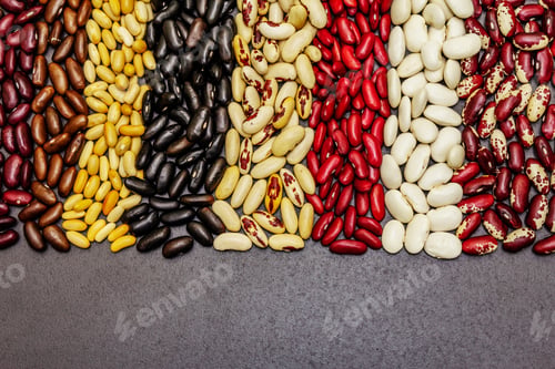 Preview: Set Of Various Dry Legumes Scattered In Stripes, Indispensable Protein For A Healthy Lifestyle