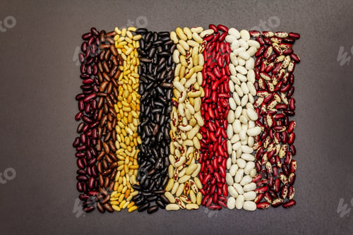 Preview: Set Of Various Dry Legumes Scattered In Stripes, Indispensable Protein For A Healthy Lifestyle