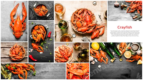 Preview: Food Collage Of Crayfish.