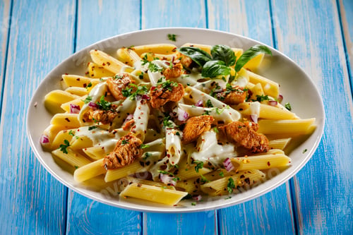 Preview: Pasta Carbonara And Vegetables