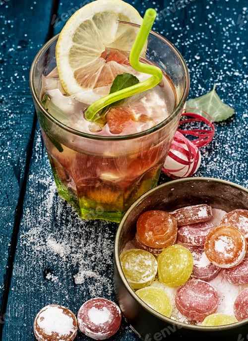 Preview: Cocktail With Fresh Tropical Fruits And Candy