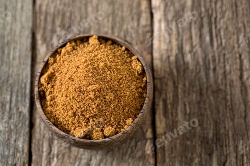 Preview: Coconut Palm Sugar On Wooden Surface