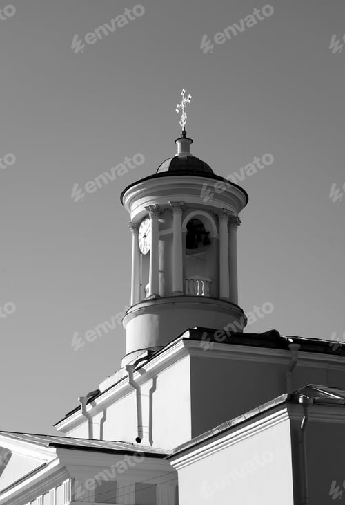 Preview: Church Of St. Mary Magdalene Orthodox Church In Pavlovsk, Near St.Petersburg, Russia. Black And