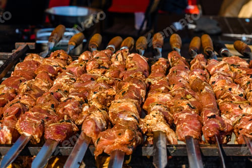 Preview: Skewers With Meat Over Charcoals. Cooking Shashlik