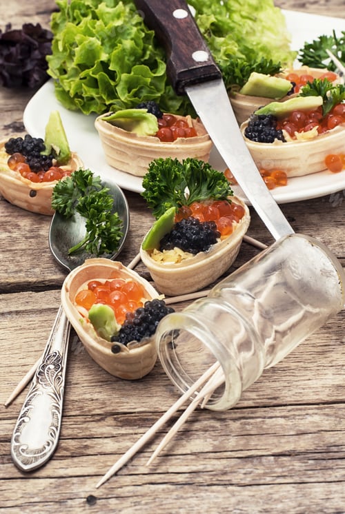 Preview: Fresh Salad And Appetizer With Red Caviar