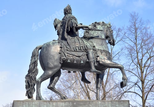 Preview: Statue Of The Emperor Peter The Great Before The Mikhailovsky Castle In St.Petersburg At Sunny Day
