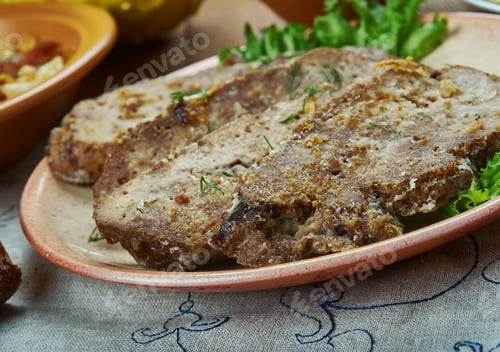 Preview: Glodhoppa Lamm , Fried Lamb Mince, Swedish Homemade Cuisine, Traditional Assorted Dishes, Top View.
