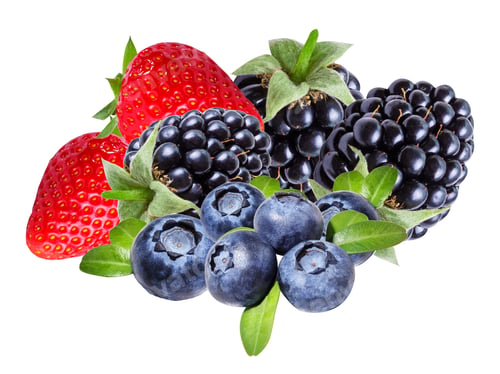 Preview: Blackberries ,Strawberry And Blueberries, Isolated On White Background.