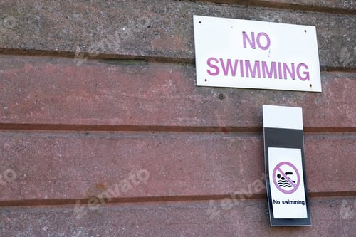 Preview: No Swimming Water Life Safety Sign