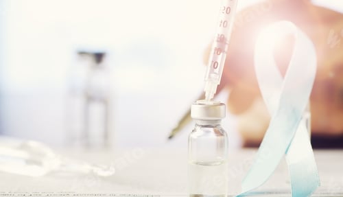 Preview: A Man Signs A Medical Document. Medical Equipment On The Table. Stethoscope And Ampoules With