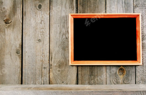 Preview: Frame And A Wooden Shelf. On A Wooden Background.