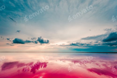 Preview: Aerial View Of Pink Lake And Sandy Beach