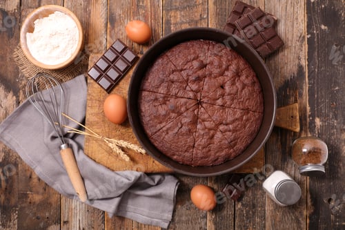 Preview: Chocolate Pie On Wood Background
