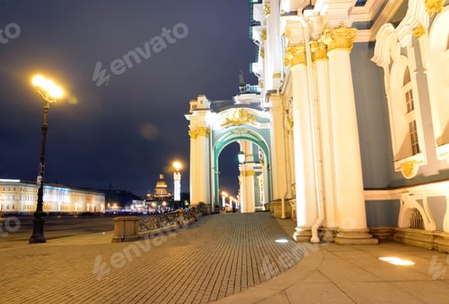 Preview: Hermitage On Palace Square In St.Petersburg At Night, Russia.