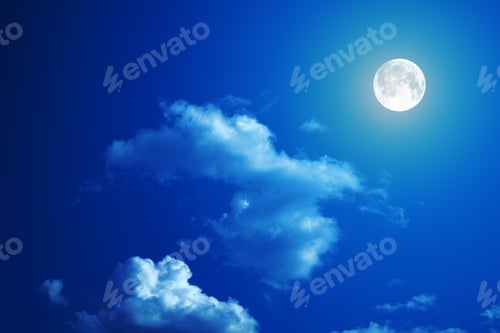 Preview: Night Sky With Stars And Full Moon Background