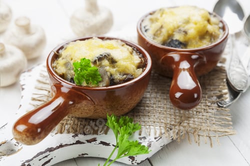 Preview: Mushrooms Baked With Cheese Crust In Cocotte