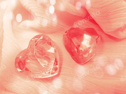Preview: Greeting Card Love Valentine'S Day With Heart Gem Crystal On Silky Background