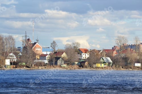 Preview: Bank Of The River Neva On The Outskirts Of St. Petersburg At Sunny Spring Evening, Russia
