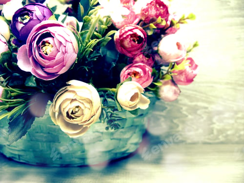 Preview: Peony Flowers Bush Floral Spring Background Greeting Card