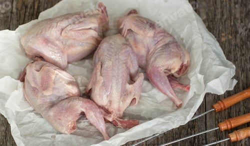 Preview: Raw Quail On The Wooden Table