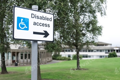Preview: Disabled Access Sign For Wheelchair Users Directional Arrow At School