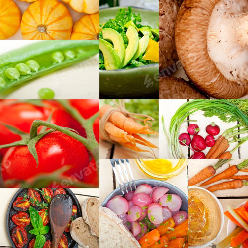 Preview: Fresh Healthy Vegetables Selection Food Collage Composition