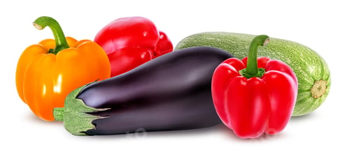 Preview: Fresh Vegetable Eggplants,Marrow And Red Pepper Isolated On White Background.
