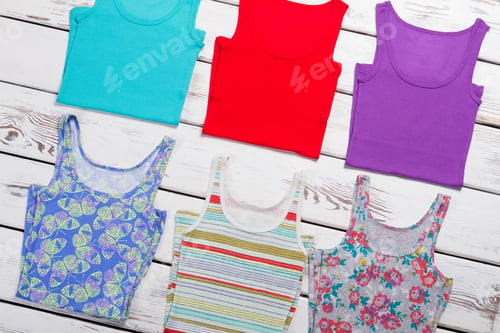 Preview: Set Of Colored Summer T-Shirts. Beautiful Women'S Clothing.