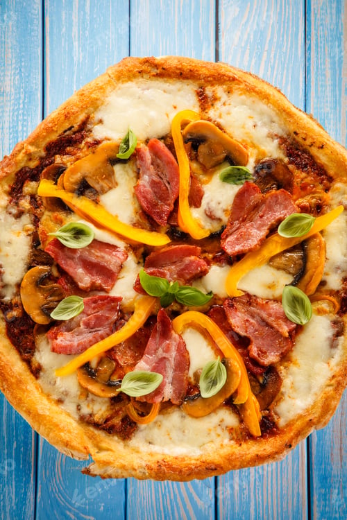 Preview: Pizza With Beacon, Mushrooms And Pepper