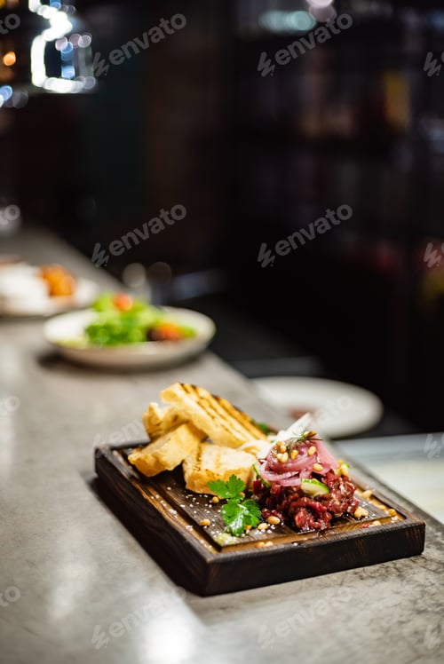 Preview: Beef Tartare With Salad In The Restaurant