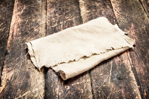 Preview: Old Fabric. On A Wooden Table. Serving