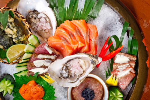 Preview: Macro Closeup Of Fresh Sushi Choice Combination Assortment Selection
