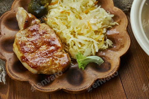 Preview: Bavarian Cuisine , Traditional Pork Chop And Sauerkraut Casserole