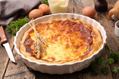 Preview: Quiche On Wood Background